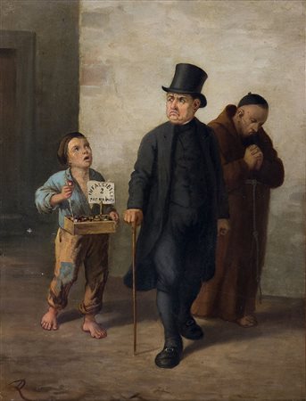 Giovanni Luigi Rosè (1806-1884) Due infallibili per un boro Olio su tela cm...
