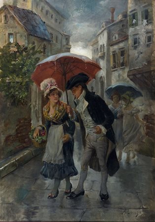 Antonio Lonza (1846-1918) Senza titolo Olio su tela cm 70x50 Firma in basso a...