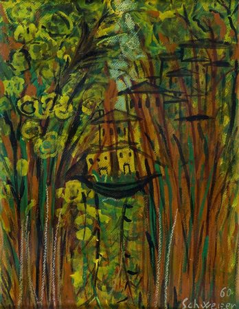 Riccardo Schweizer (1925-2004) Senza titolo, 1960 Olio su cartone cm 47x36...