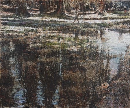 Raffaele Minotto (1969) La passeggiata, 2008 Vino su tela cm 100x120 Firma...
