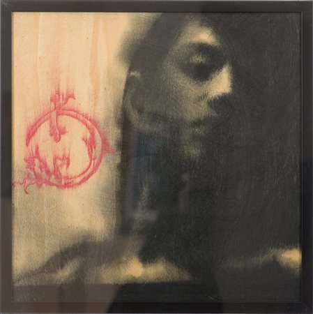 Omar Galliani (1954) Il sutra del diamante Grafite su tavola cm 40x40 Firma e...