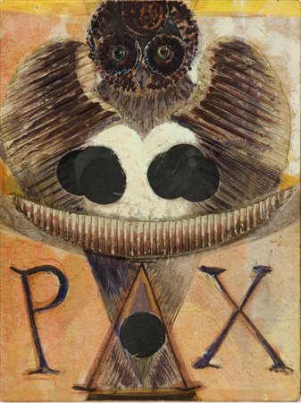Bruno Ceccobelli (1952) Per pace, 2003 Tecnica mista e collage su tavola cm...