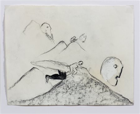 Enzo Cucchi (1949) Senza titolo, 1991 Matita carbone su carta cm 19x24,3...