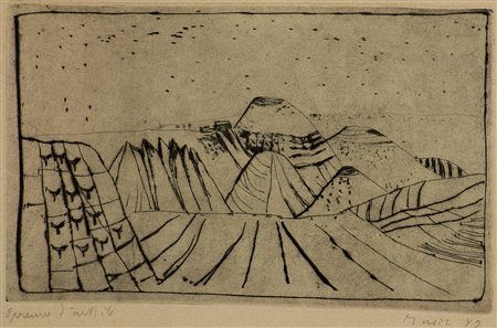 Anton Zoran Music (1909-2005) Paesaggio senese, 1949 Acquaforte su carta, es....