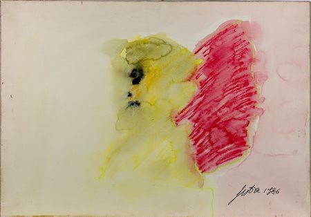 Tano Festa (1938-1988) Senza titolo, 1986 Tecnica mista su carta intelata cm...