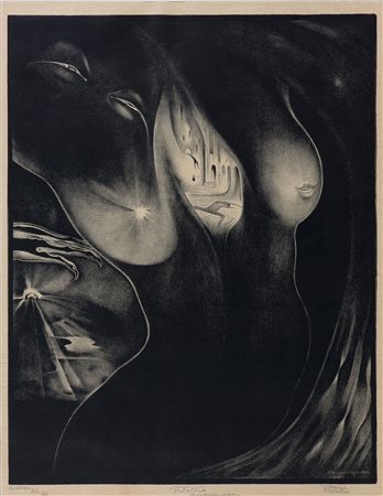 Alberto Martini (1876-1954) Sogno (La misteriosa Visione), 1915 Litografia su...