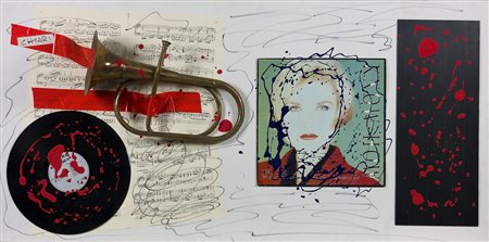 Giuseppe Chiari (1926-2007) Senza titolo Tromba, L.P., aplicazioni e pittura...