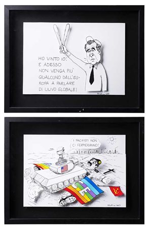 "L'elezione di George W.Bush" 2000; "Bush e Saddam" 2003. Gruppo di due...