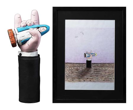 "Finisce il mandato di Oscar Luigi Scalfaro" originale pastello a colori su...