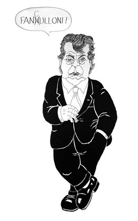 "Brunetta gigante con fumetto Fanculoni" sagoma in bianco e nero (h cm 300)