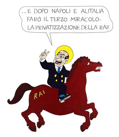 "Silvio Berlusconi e il terzo miracolo" sagoma a colori con fumetto (cm 96x100)