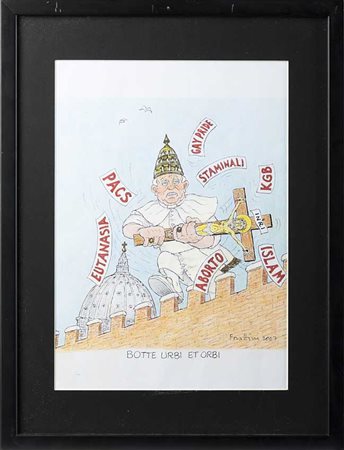 Originali "Papa Benedetto XVI: botte urbi et orbi" 2007 litografia con...