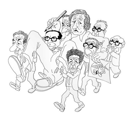 "Giorgio Forattini trasportato dai personaggi della prima Repubblica" sagoma...