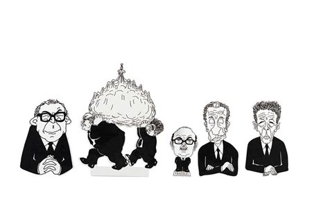 "Andreotti,Craxi, Occhetto, Moro, Berlinguer" gruppo di cinque sagome in...