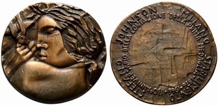 GRECO EMILIO Catania (Ct) 1913 Profilo femminile 1966 Medaglia in bronzo...