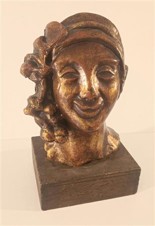 ANONIMO Anonimo (An) Senza Titolo Terracotta policroma su base di legno...