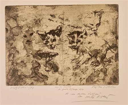 PIACESI WALTER Ascoli Piceno (AP) 1929 Pagina di studio all'acquaforte 1983...