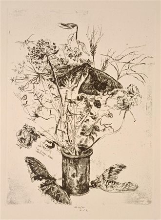 PIACESI WALTER Ascoli Piceno (AP) 1929 Fiori di campo e farfalla 1975...