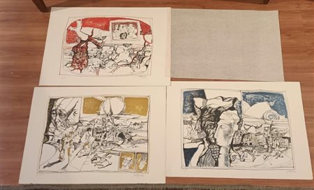 D'ANDREA LORENZO Lucca (Lu) 1943 Sardegna (dalla cartella) 1970 3 Litografia...