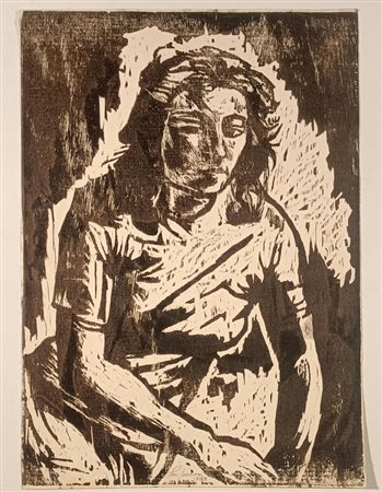 FARAONI ENZO Santo Stefano di Magra (Sp) 1920 Donna 1984 Xilografia...