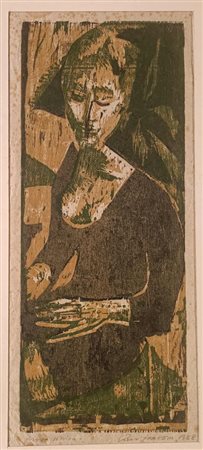 FARAONI ENZO Santo Stefano di Magra (Sp) 1920 Donna 1968 Xilografia pezzo...