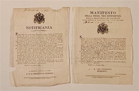 ANONIMO Anonimo (An) Notificanze - Manifesto Notificanze del 1823 40,00x60,00...