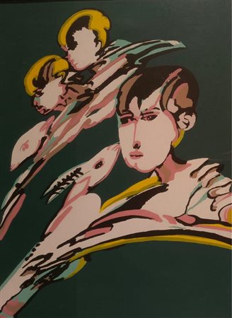BRINDISI REMO Roma (Roma) 1918 Pastorale 1975 Serigrafia su tela 55,00x40,00...