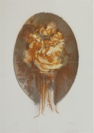 AJMONE GIUSEPPE Carpignano Sesia (No) 1923 Rose gialle 1979 Litografia n...