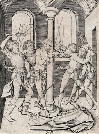 Monogrammista AG, La flagellazione. 1480 ca. Bulino. mm 147x108. Bartsch, VI,...