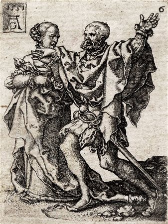 Heinrich Aldegrever, Coppia danzante. 1551. Bulino. mm 54x38. Foglio: mm...
