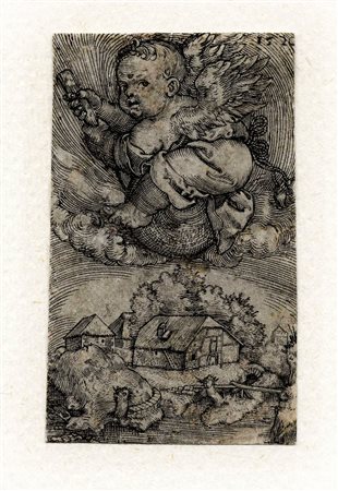 Barthel Beham, Genietto alato su globo. 1520. Bulino. mm 56x34. Bartsch,...