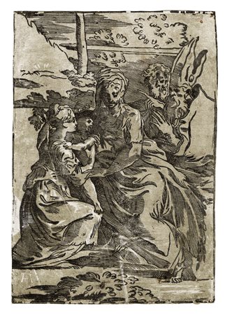 Antonio Da Trento Andrea Andreani [attribuito a], Sacra Famiglia con santa...
