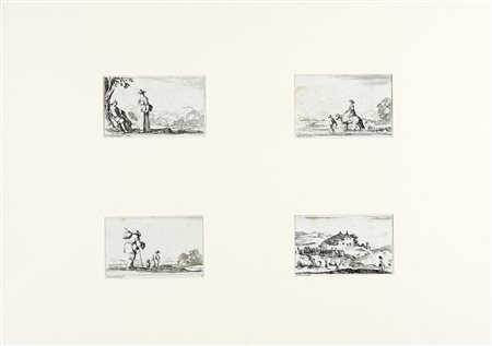 Stefano Della Bella, Suite de douze paysages. 1641 ca. Acquaforte. mm...