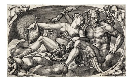 Niccolò Nelli [cerchia di], Giove, con l'aquila e il fulmine, e Giunone con i...
