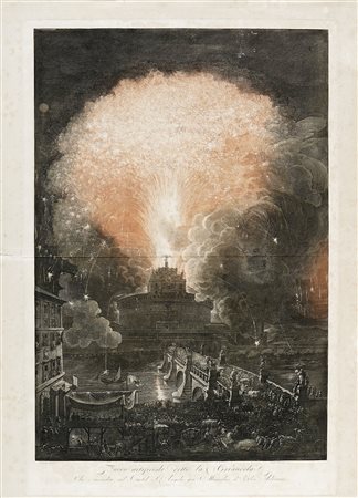 Francesco Piranesi, Fuoco artificiale detto la Girandola che s’incendia sul...