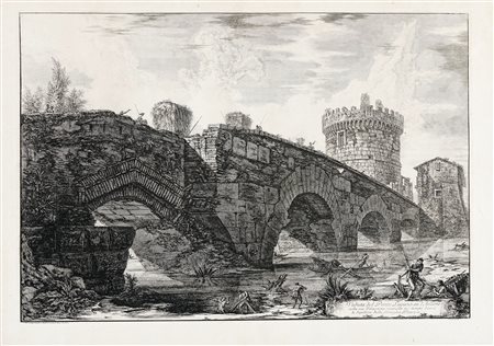 Giovanni Battista Piranesi, Veduta del Ponte Lugano su l'Anione nella via...