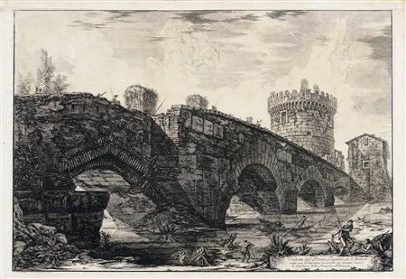 Giovanni Battista Piranesi, Veduta del Ponte Lugano su l'Anione nella via...
