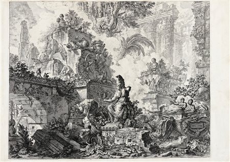 Giovanni Battista Piranesi, Frontespizio con statua di Minerva. 1748 ca....