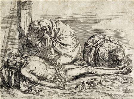 Jusepe (de) Ribera, La lamentazione. Ante 1624. Acquaforte e puntasecca. mm...