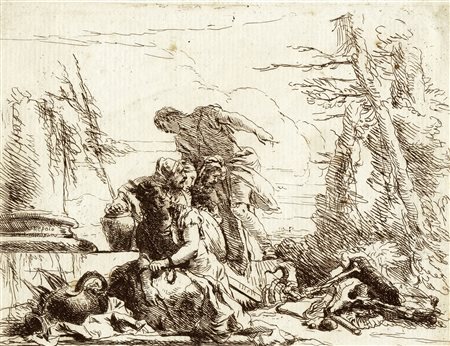 Giovanni Battista Tiepolo, Due soldati e due donne. 1743-1749 ca. Acquaforte....