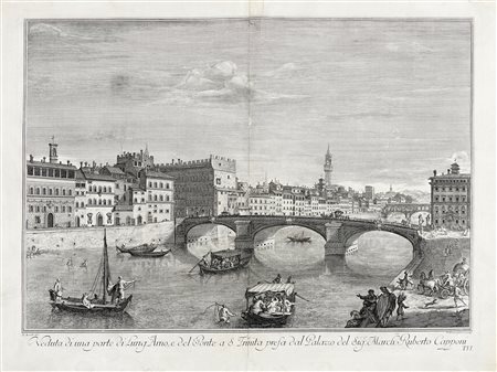 Giuseppe Zocchi Vincenzo Franceschini, Veduta di una parte di Lung:Arno, e...
