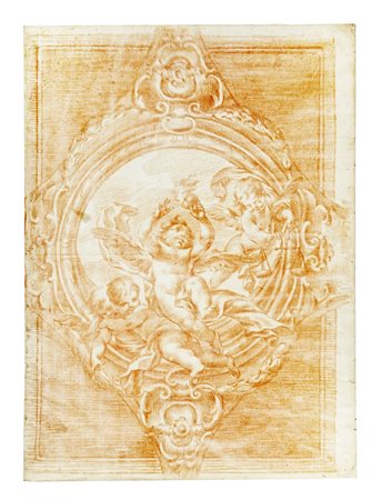 Anonimo fine XVII - prima metà XVIII secolo, Tre putti con i simboli delle...