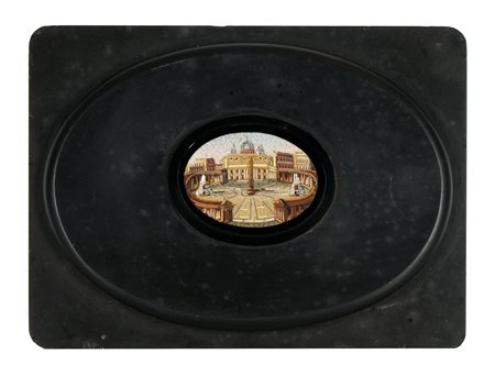 Roma, Inizio XIX secolo, Fermacarte con ovale a micromosaico raffigurante...