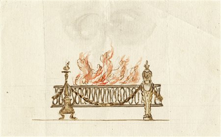 Luigi Valadier, Progetto per parafuoco. 1760-1780 ca. Penna e inchiostro...