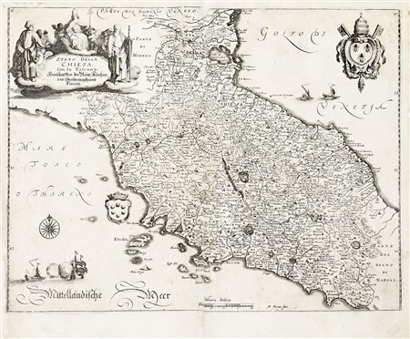 Matthaus Merian, Stato della Chiesa con la Toscana. Frankfurt am Main:...