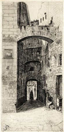 Anonimo del XIX secolo, Firenze, chiasso de Baroncelli. 1870 ca. Acquaforte....
