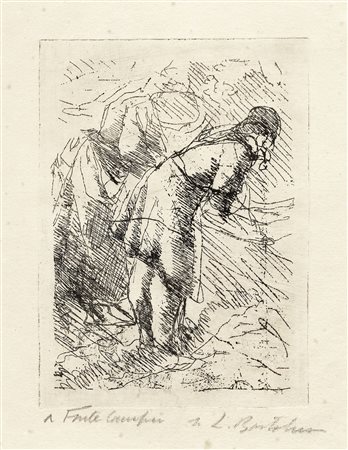 Luigi Bartolini, A Fonte Canapina. 1932-37. Acquaforte. mm 155x110. Foglio:...