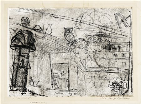 Luigi Bartolini, Via Oslavia 37. 1949-50. Acquaforte su carta applicata. mm...