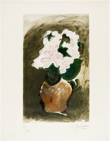 Georges Braque, Les fleurs violets. 1960 ca. Acquatinta. mm 477x294. Foglio:...