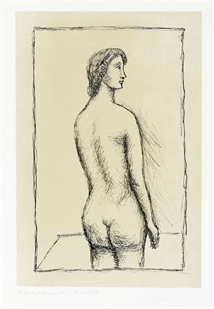 Carlo Carrà, Nudo di schiena. 1962. Litografia. mm 465x310. Foglio: mm...